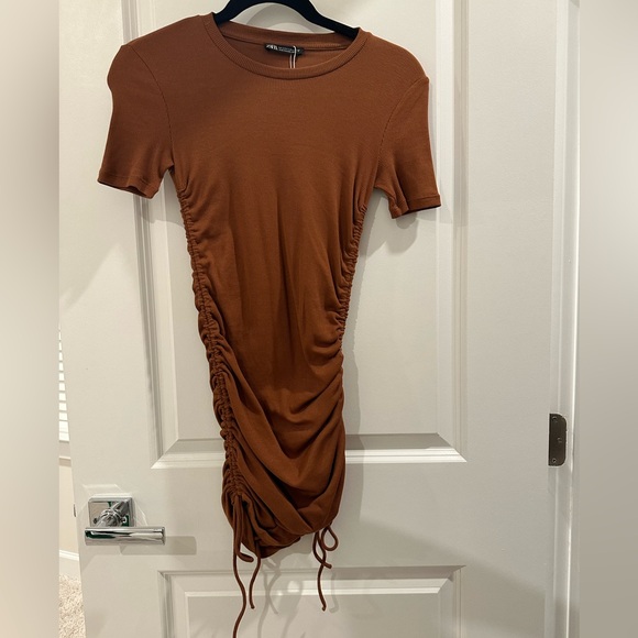 Zara Ruched Ribbed Dress - Picture 2 of 4